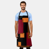 Geometrische Abstraktion Rotes Orangenbraun Schwar Schürze (Getragen)