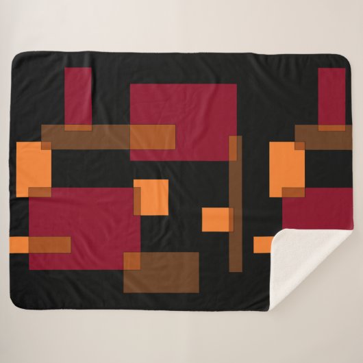 Geometrische Abstraktion Rotes Orangenbraun Schwar Sherpadecke (Vorderseite (Horizontal))