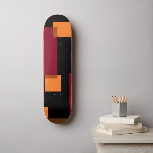 Geometrische Abstraktion Rotes Orangenbraun Schwar Skateboard (Wandkunst)