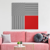 Geometrische Abstraktion, rotes Quadrat mit B/W St Leinwanddruck (Insitu (Wohnzimmer))