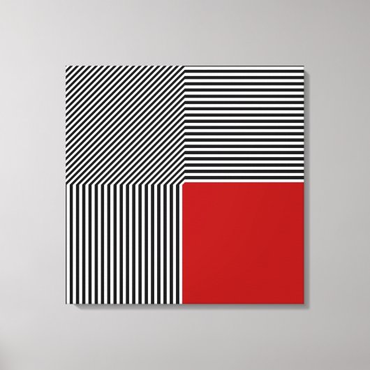 Geometrische Abstraktion, rotes Quadrat mit B/W St Leinwanddruck (Vorderseite)
