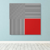 Geometrische Abstraktion, rotes Quadrat mit B/W St Leinwanddruck (Insitu (Holzboden))
