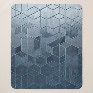 Geometrische Abstraktion von Hexagonen auf blauem Sherpadecke