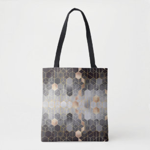 Geometrische Abstraktion von Hexagonen auf schwarz Tasche