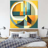 Geometrische Abstraktionskreise und Rechtecke Leinwanddruck (Insitu (Schlafzimmer))