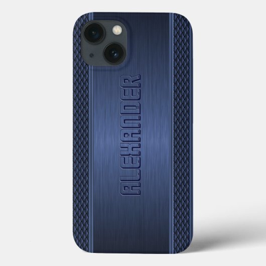 Geometrische Akzente aus blau-metallisch gebürstet Case-Mate iPhone Hülle (Rückseite)