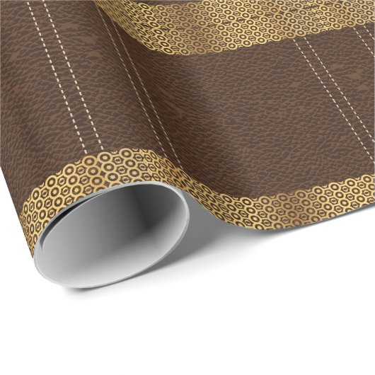 Geometrische Akzente aus braunem Leder Geschenkpapier (Rolleneckpunkt)