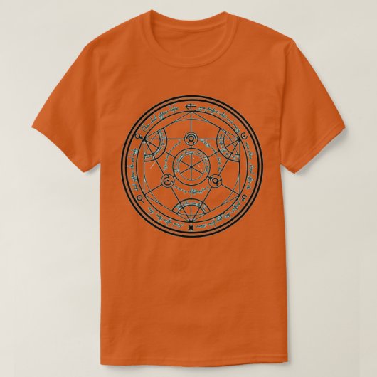 Geometrische Alchemy Sacred Symbols Blaues Design T-Shirt (Design vorne)