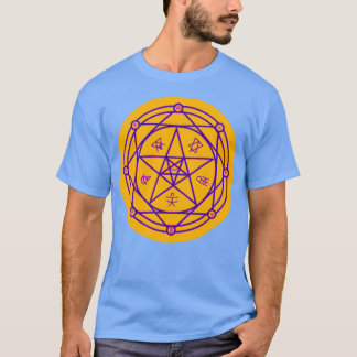Geometrische Alchimie-Symbole Lila und gelb T-Shirt