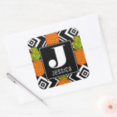 Geometrische Ananas | Monogramm Quadratischer Aufkleber (Umschlag)