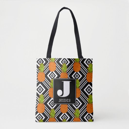 Geometrische Ananas | Monogramm Tasche (Vorderseite)