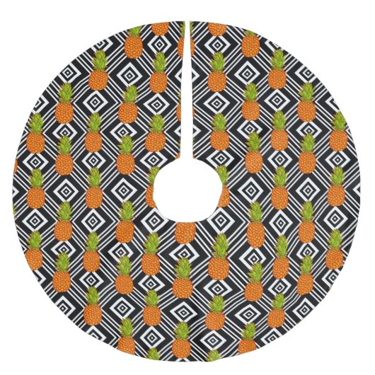 Geometrische Ananas Polyester Weihnachtsbaumdecke (Vorderseite)