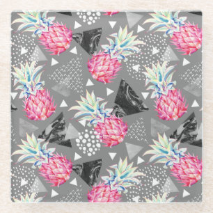 Geometrische Ananas-strukturiertes Muster Glasuntersetzer
