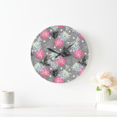 Geometrische Ananas-strukturiertes Muster Große Wanduhr (Zuhause)