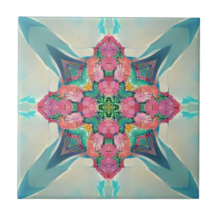 Geometrische Anordnung der Blume mit vier Rose Fliese