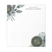 Geometrische Aquamarin-blaue-Gold-Blätter vom Schr Notizblock (Vorderseite)