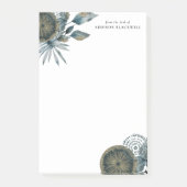 Geometrische Aquamarin-blaue-Gold-Blätter vom Schr Post-it Klebezettel (Vorderseite)