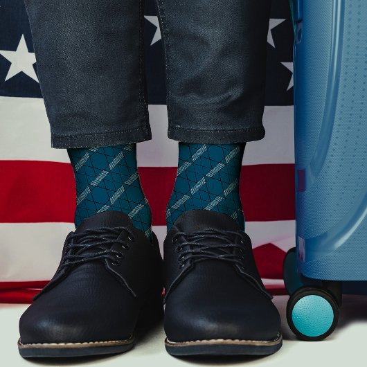 Geometrische aquamarine Abstrakte Musterstreifen Socken