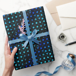 Geometrische, Aquamarine, blaue und schwarze klein Geschenkpapier