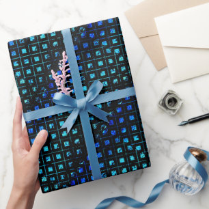Geometrische, Aquamarine, blaue und schwarze klein Geschenkpapier