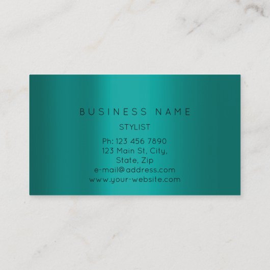 Geometrische aquamarine goldpolnische Rahmen Visitenkarte (Rückseite)