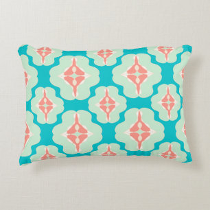 Geometrische aquamarine Orange Dekokissen