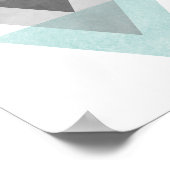 Geometrische aquamarine und graue Triangle-Druckau Poster (Ecke)