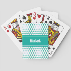 Geometrische aquamarine und weiße Personalisierte Spielkarten