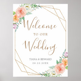 Geometrische Aquarellfarben - Begrüßungszeichen Poster