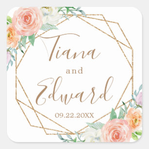 Geometrische Aquarellfarben-Blume bevorzugen Aufkl Quadratischer Aufkleber