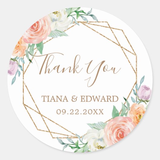 Geometrische Aquarellfarben-Blume bevorzugen Aufkl Runder Aufkleber (Vorderseite)