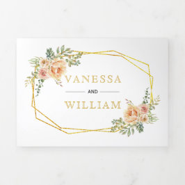 geometrische Aquarellfarben-Blume Dreifach Gefaltete Einladung