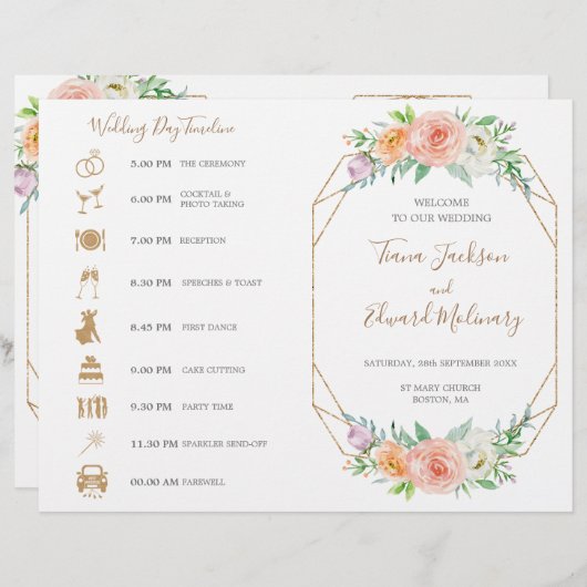 Geometrische Aquarellfarben-Blume FoldedWedding Ti (Vorne/Hinten)