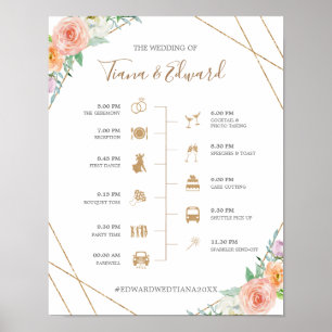 Geometrische Aquarellfarben-Blume Hochzeitzeitssym Poster