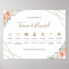 Geometrische Aquarellfarben-Blume Hochzeitzeitssym Poster