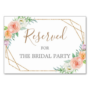 Geometrische Aquarellfarben-Blume reserviert Tabel Tischnummer