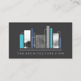 Geometrische Architektur Grau & Blau Visitenkarte