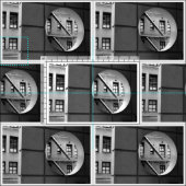 Geometrische Architektur-schwarzes u. weißes Stoff (Kachel)