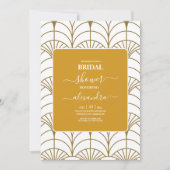 Geometrische Art Deco Gold White Gatsby Bridal Einladung (Vorderseite)