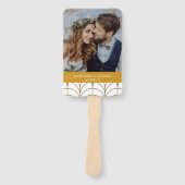 Geometrische Art Deco Gold White Gatsby Wedding Fächer (Vorderseite)