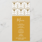 Geometrische Art Deco Gold White Gatsby Wedding Menükarte (Vorderseite)