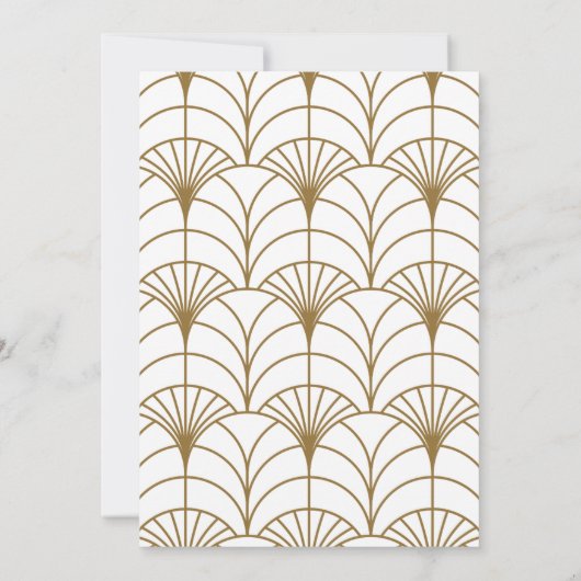 Geometrische Art Deco Gold White Gatsby Wedding Save The Date (Rückseite)