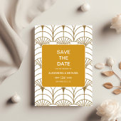 Geometrische Art Deco Gold White Gatsby Wedding Save The Date