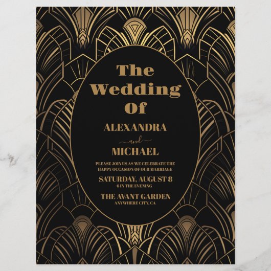 Geometrische Art-Deco-Hochzeit Flyer (Vorne)