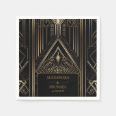 Geometrische Art-Deco-Hochzeit Serviette (Vorderseite)