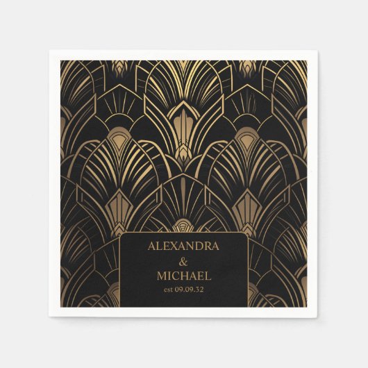 Geometrische Art-Deco-Hochzeit Serviette (Vorderseite)