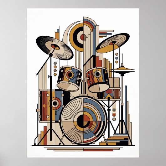 Geometrische Art Deco Jazz Poster (Vorne)