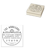 Geometrische Art Deco Name & Round-Rücksendeadress Gummistempel (Stempel)