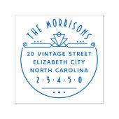 Geometrische Art Deco Name & Round-Rücksendeadress Permastempel (Design)