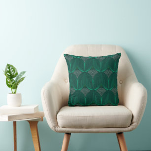 Geometrische Art Deco-Smaragdblume Kissen